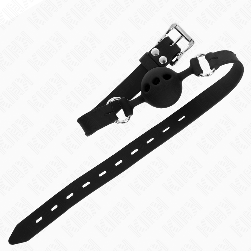 KINK - Full silikon gag 55 x 2 cm med 4 cm boll storlek S svart justerbar 35-51 cm