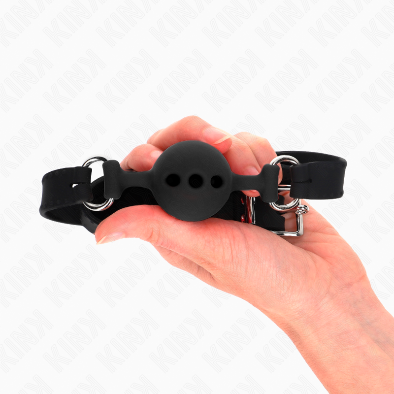 KINK - Full silikon gag 55 x 2 cm med 4 cm boll storlek S svart justerbar 35-51 cm