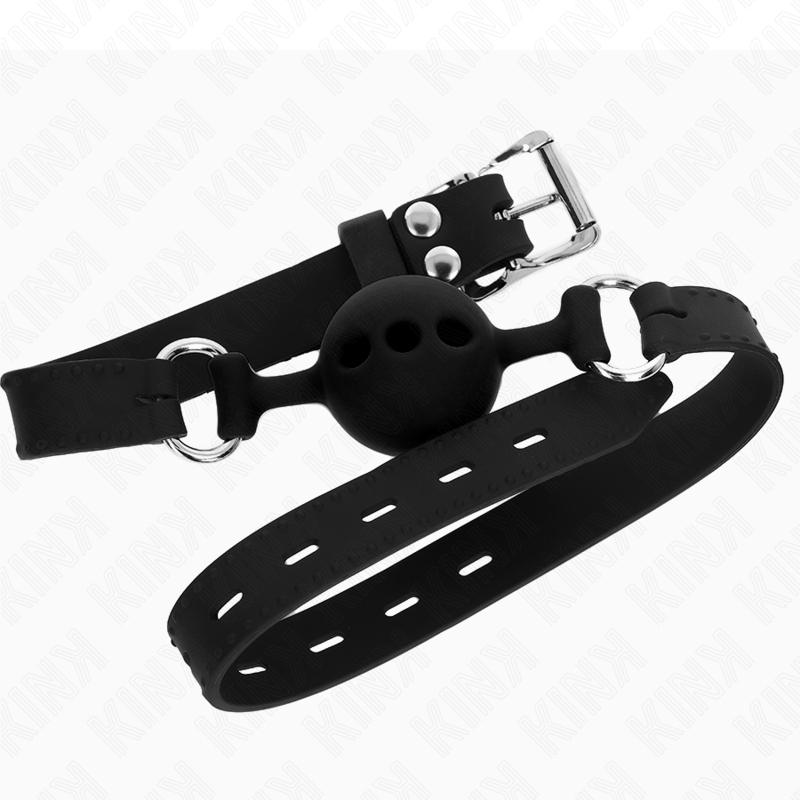 KINK - Full silikon gag 55 x 2 cm med 4 cm boll storlek S svart justerbar 35-51 cm