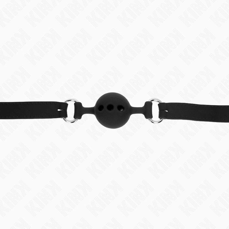 KINK - Full silikon gag 55 x 2 cm med 4 cm boll storlek S svart justerbar 35-51 cm