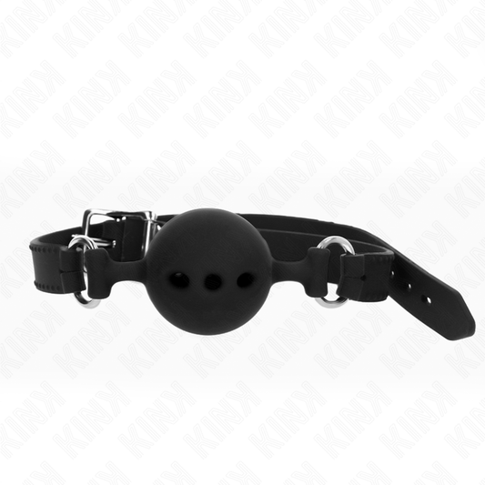 KINK - Full silikon gag 55 x 2 cm med 5 cm boll storlek L svart justerbar 35-51 cm