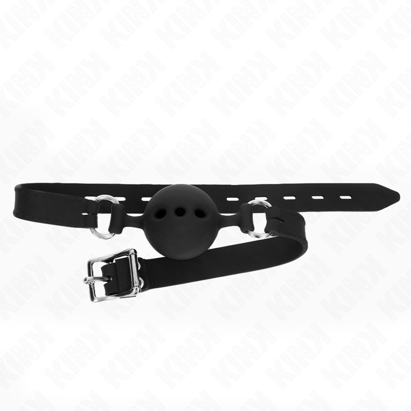 KINK - Full silikon gag 55 x 2 cm med 5 cm boll storlek L svart justerbar 35-51 cm