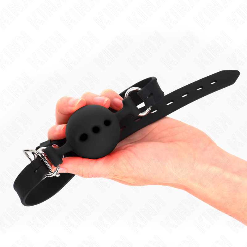 KINK - Full silikon gag 55 x 2 cm med 5 cm boll storlek L svart justerbar 35-51 cm