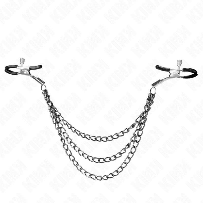 KINK - Nipple Clamps med 3 Kedjor Svart 20/23/28 cm