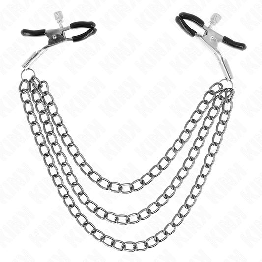 KINK - Nipple Clamps med 3 Kedjor Svart 20/23/28 cm