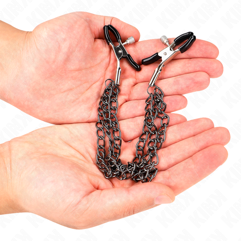 KINK - Nipple Clamps med 3 Kedjor Svart 20/23/28 cm