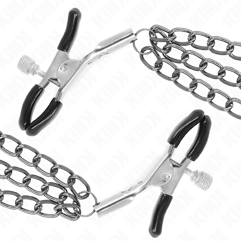KINK - Nipple Clamps med 3 Kedjor Svart 20/23/28 cm