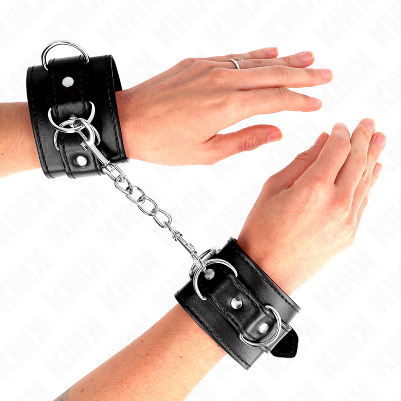 KINK - 3 D-RING HANDLEDARRESTRIKTIONER JUSTERBARA SVARTA 17,5-25 CM X 6 CM