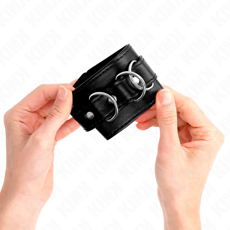 KINK - 3 D-RING HANDLEDARRESTRIKTIONER JUSTERBARA SVARTA 17,5-25 CM X 6 CM