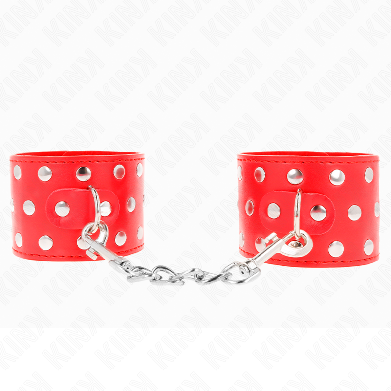 KINK - Handledsremmar med tryckknappar, röda, justerbara 19-24 cm x 5,5 cm