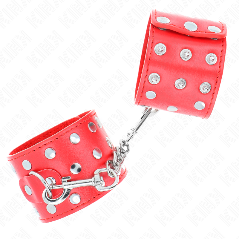 KINK - Handledsremmar med tryckknappar, röda, justerbara 19-24 cm x 5,5 cm