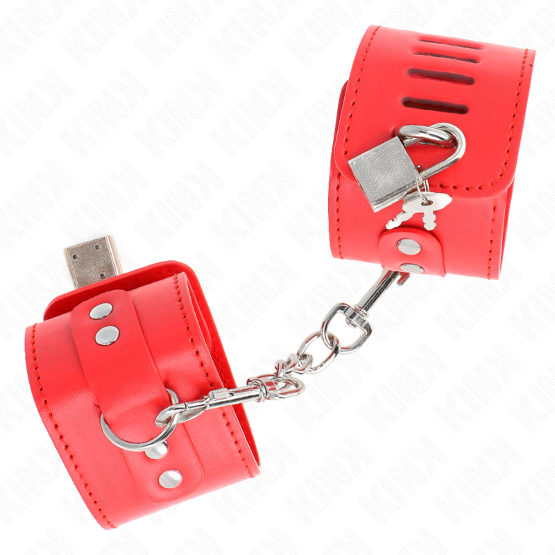 KINK - Handledsbegränsningar med hänglås Röd Justerbar 16-23 cm x 5,5 cm