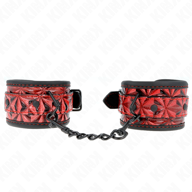 KINK - Handledsremmar med diamantmönster mörkröd justerbar 17-26 cm x 5,5 cm