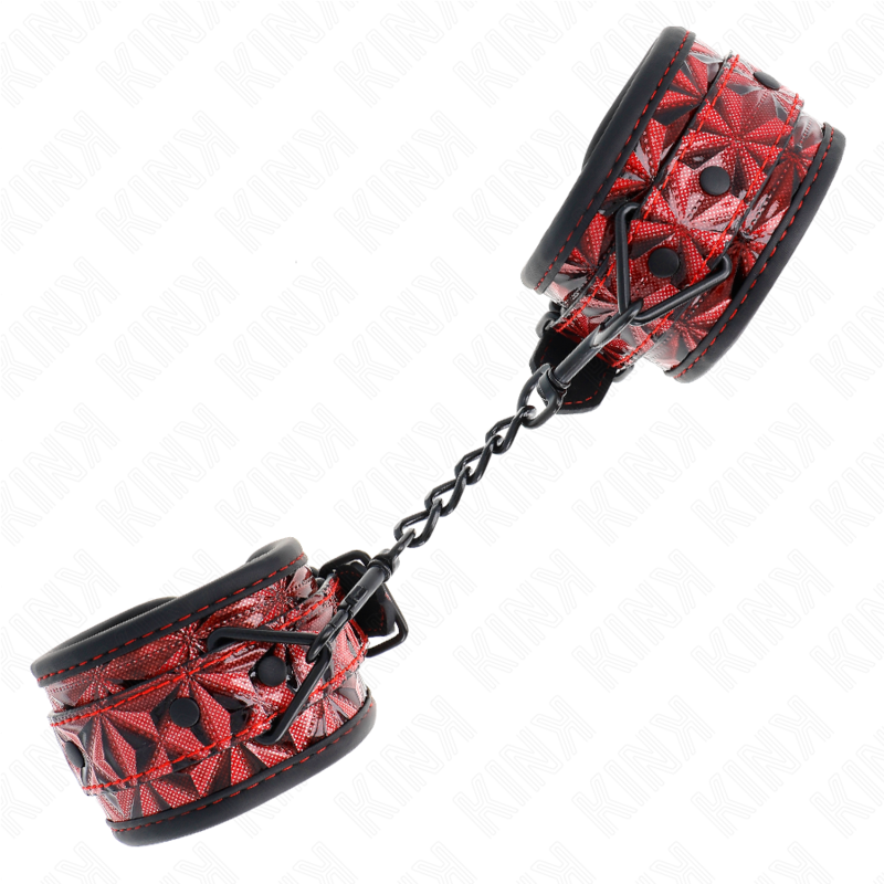 KINK - Handledsremmar med diamantmönster mörkröd justerbar 17-26 cm x 5,5 cm