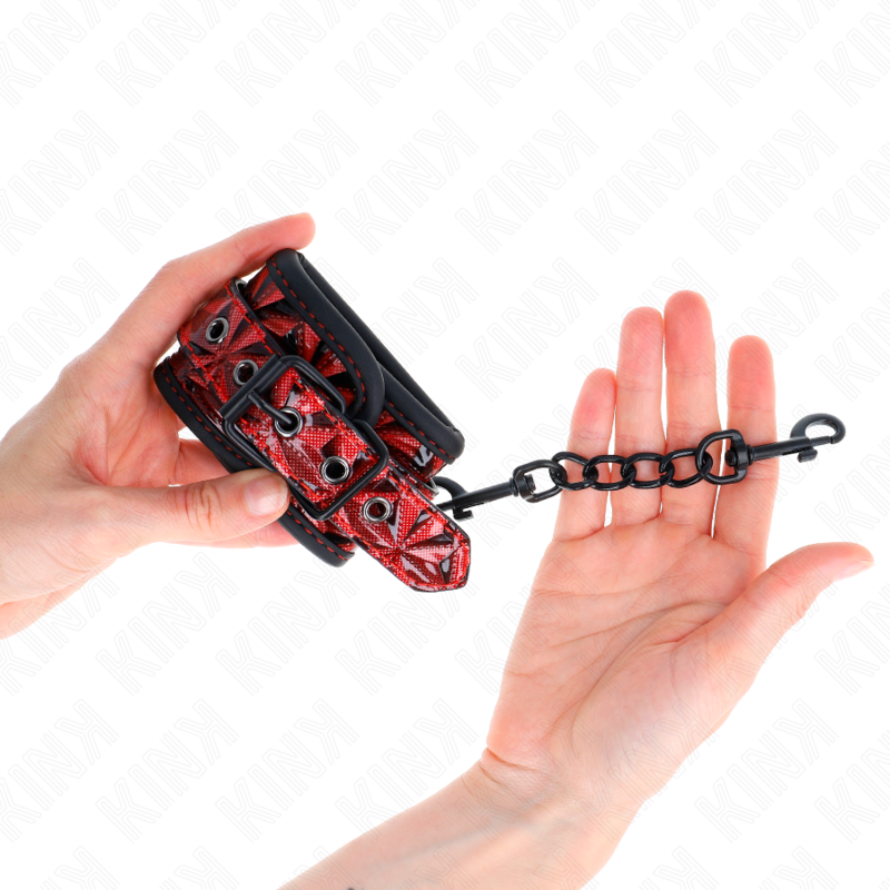 KINK - Handledsremmar med diamantmönster mörkröd justerbar 17-26 cm x 5,5 cm