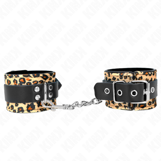 KINK - Leopard Äkta Läder Handledsrestriktion Justerbar 18-29 cm x 5.5 cm