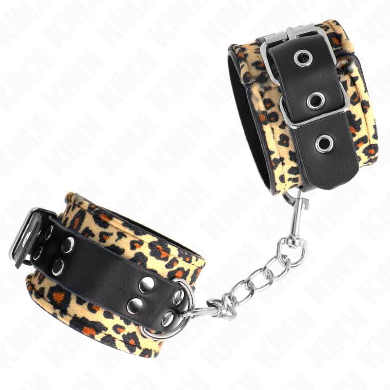 KINK - Leopard Äkta Läder Handledsrestriktion Justerbar 18-29 cm x 5.5 cm