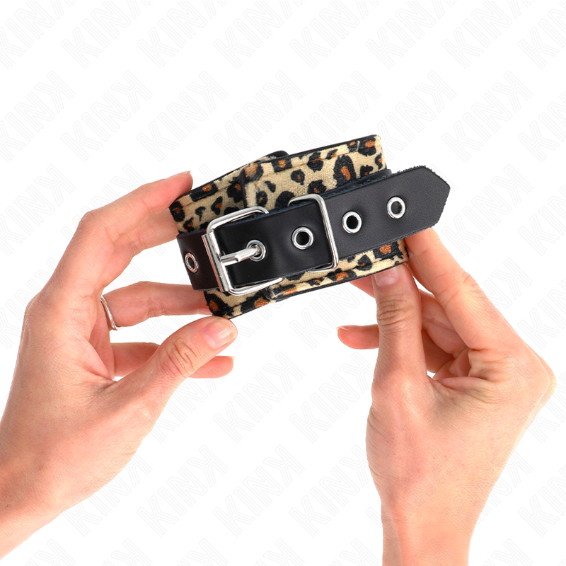 KINK - Leopard Äkta Läder Handledsrestriktion Justerbar 18-29 cm x 5.5 cm