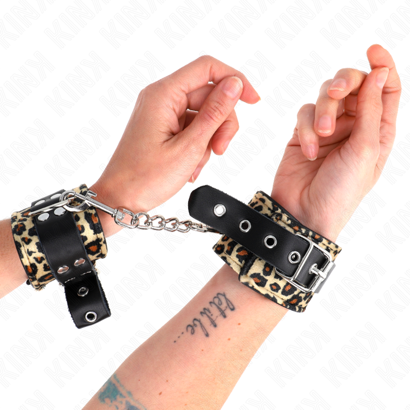 KINK - Leopard Äkta Läder Handledsrestriktion Justerbar 18-29 cm x 5.5 cm