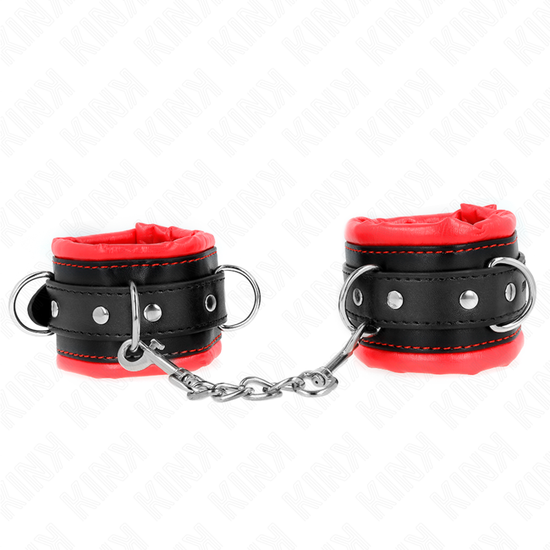 KINK tunga handledsremmar med röd päls, justerbara 20-30 cm x 6 cm