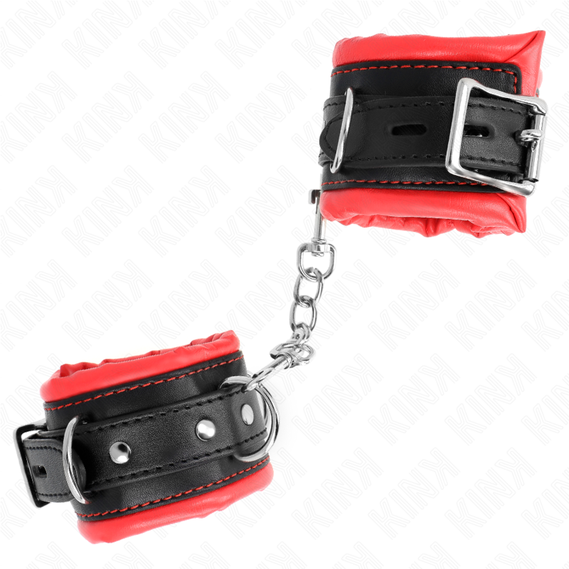 KINK tunga handledsremmar med röd päls, justerbara 20-30 cm x 6 cm