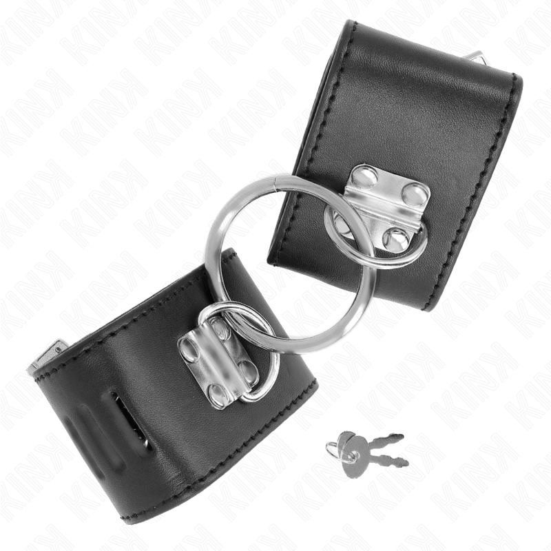 KINK - Fasta Handledsremmar med Ring och Hänglås Svart Justerbar 16-23 cm x 5,5 cm
