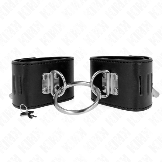 KINK - Fasta Handledsremmar med Ring och Hänglås Svart Justerbar 16-23 cm x 5,5 cm