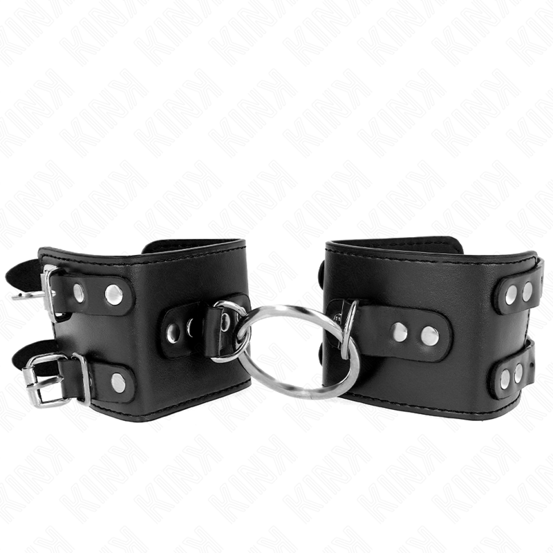 KINK - Justerbara Handledsremmar med Ring och Nitar Svart 17-22 cm x 6,5 cm