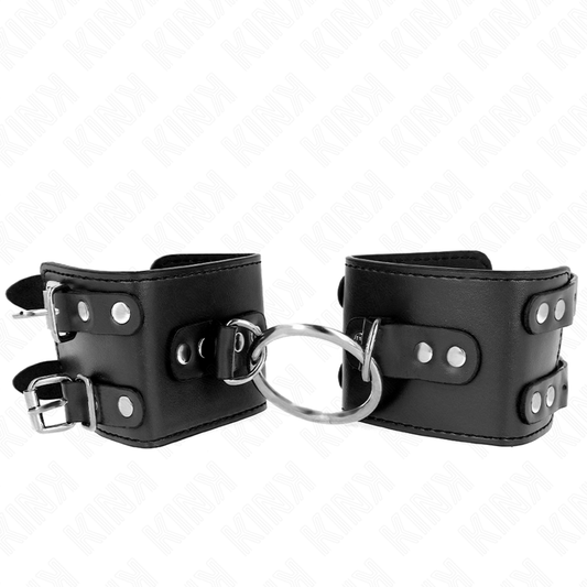 KINK - Justerbara Handledsremmar med Ring och Nitar Svart 17-22 cm x 6,5 cm