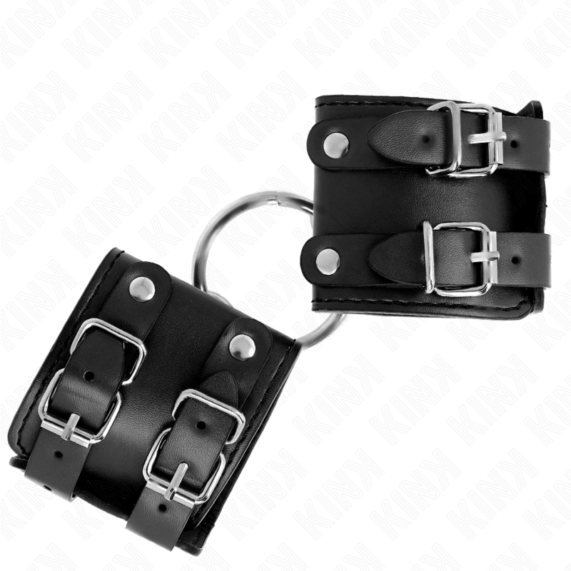 KINK - Justerbara Handledsremmar med Ring och Nitar Svart 17-22 cm x 6,5 cm