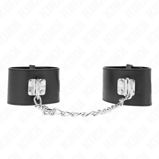 KINK - Fasta handledsremmar med kedja 30 cm och hänglås svart justerbara 16-23 cm x 5,5 cm