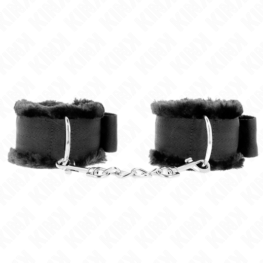 KINK - FURRY LINED WRIST RESTRAINTS SVART JUSTERBARA 17-31 CM X 7 CM