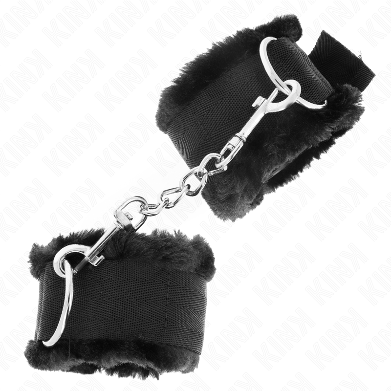 KINK - FURRY LINED WRIST RESTRAINTS SVART JUSTERBARA 17-31 CM X 7 CM