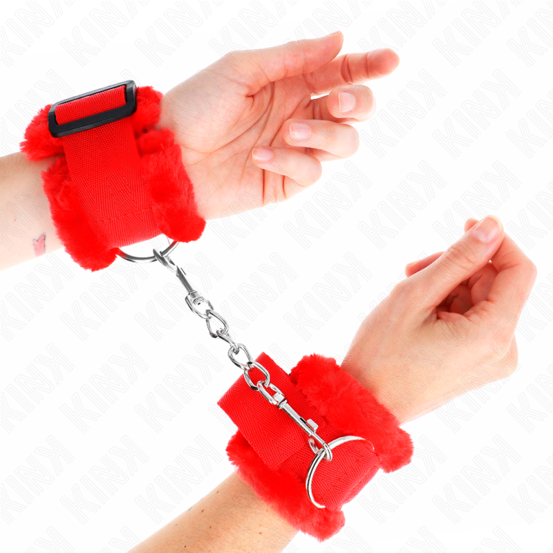 KINK - FURRY LINED WRIST RESTRAINTS RÖDA JUSTERBARA 17-31 CM X 7 CM