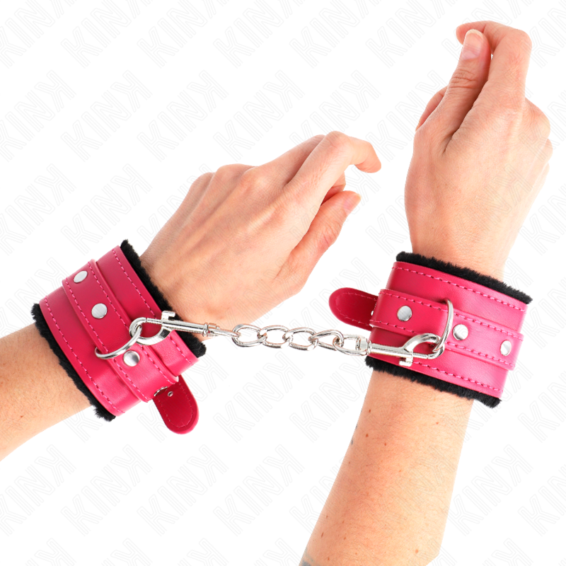 KINK - Premium Handledsremmar med Fuskpäls Svart och Hallonrosa