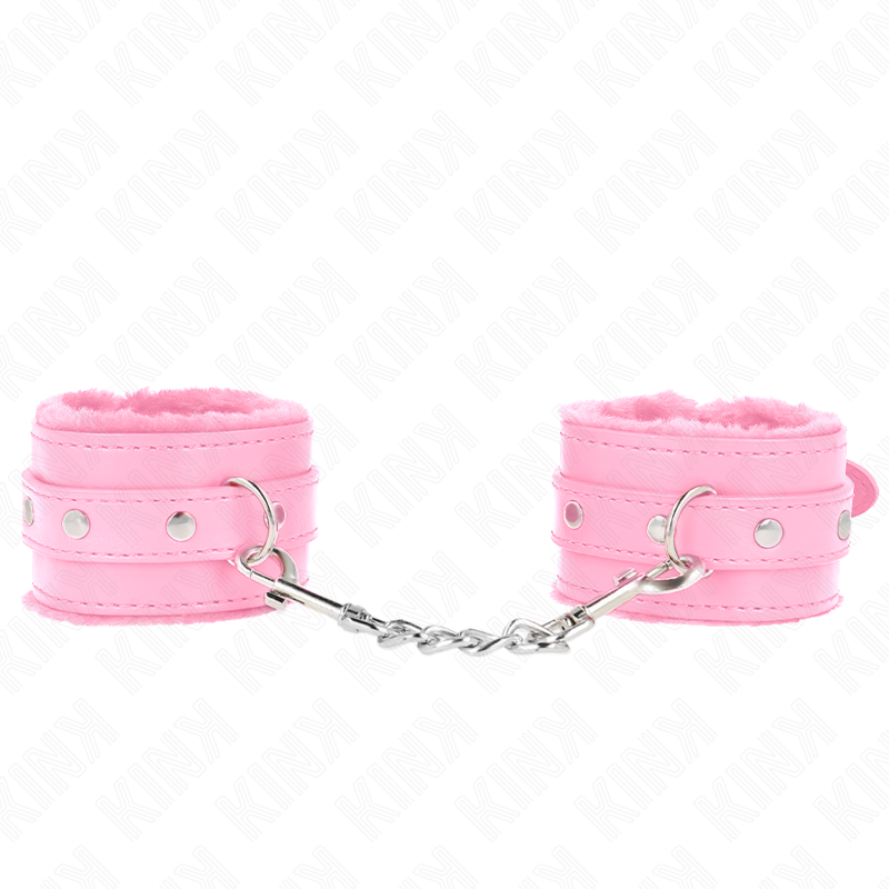 KINK - PREMIUM FUR FODRADE HANDLEDSSPÄNNE ROSA MED JUSTERBART BÄLTE 17-29 CM X 6 CM