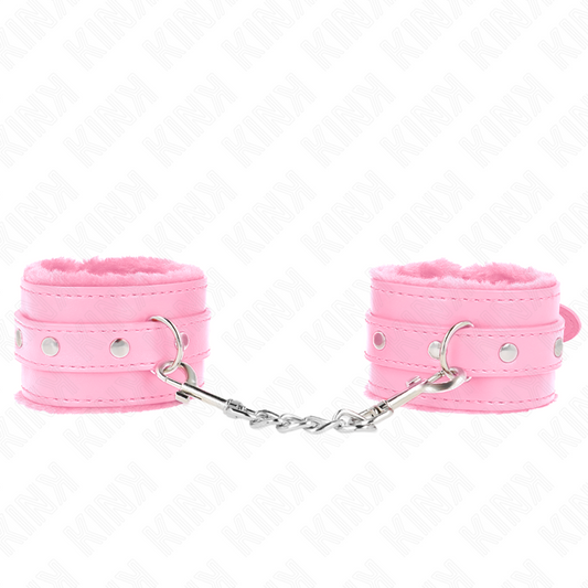 KINK - PREMIUM FUR FODRADE HANDLEDSSPÄNNE ROSA MED JUSTERBART BÄLTE 17-29 CM X 6 CM