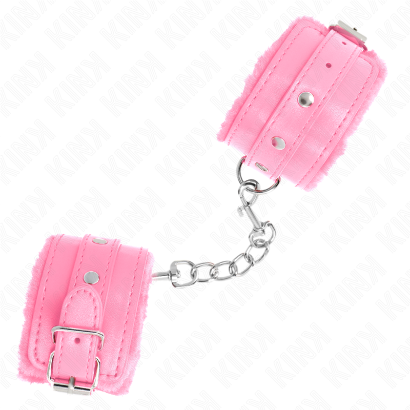 KINK - PREMIUM FUR FODRADE HANDLEDSSPÄNNE ROSA MED JUSTERBART BÄLTE 17-29 CM X 6 CM