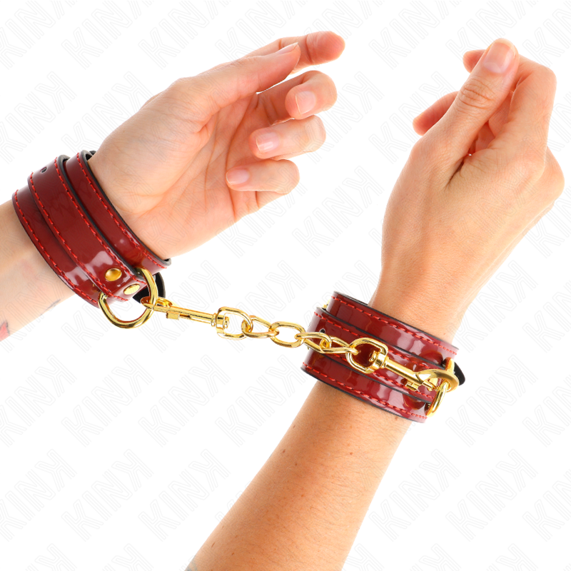 KINK - Joanna Angel Handbojor Röda Justerbara med Guldkedja 16.5-26 cm x 4 cm