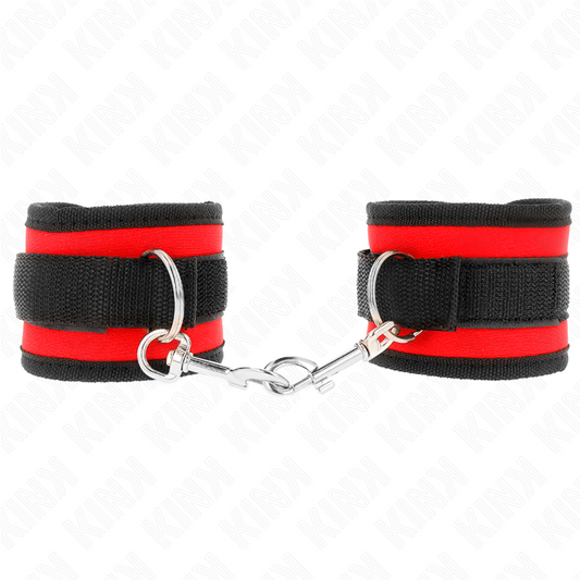 KINK - Nylon Bind Hook&Loop Handledsresårer Röd-Svart Modell 2 Justerbar 18-35 cm x 6 cm