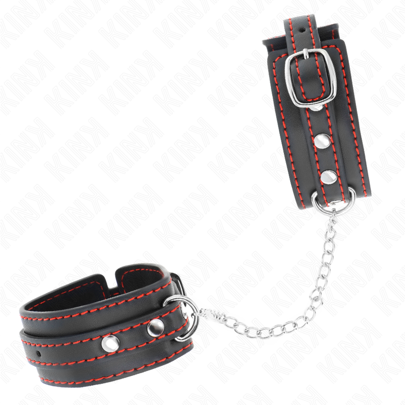 KINK - Små handledsremmar svarta med röd kant justerbara 14-24 cm x 3,5 cm