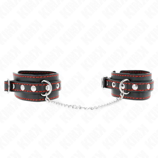 KINK - Små handledsremmar svarta med röd kant justerbara 14-24 cm x 3,5 cm