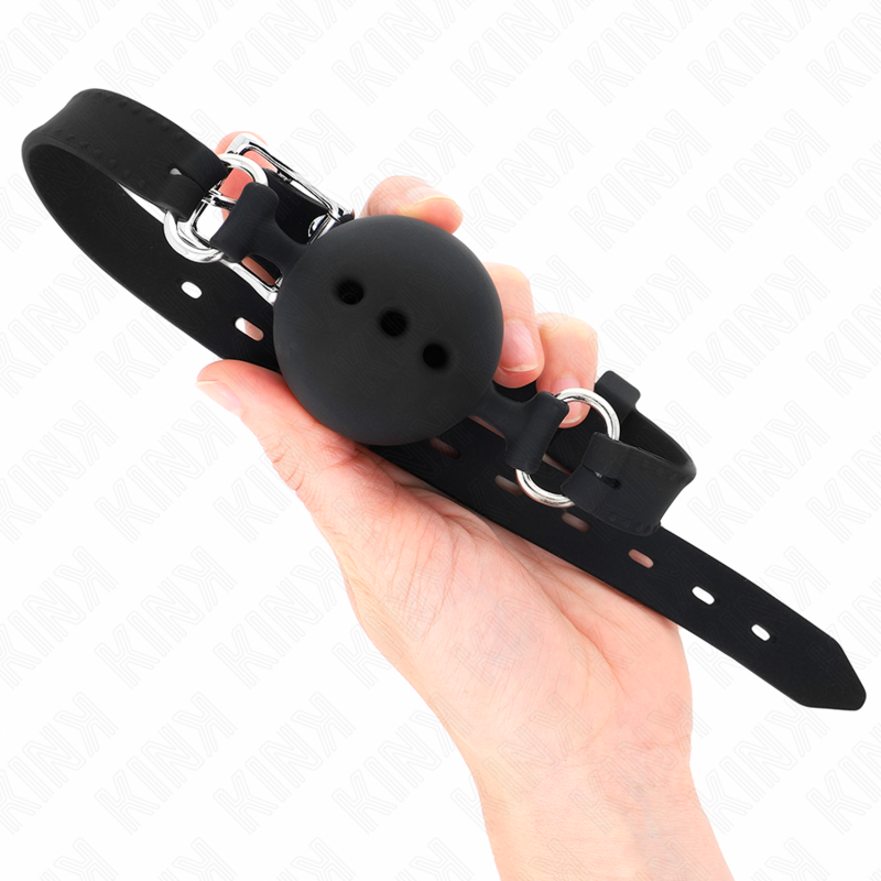 KINK - Full silikon gag 55 x 2 cm med 4,5 cm bollstorlek M svart justerbar 35-51 cm