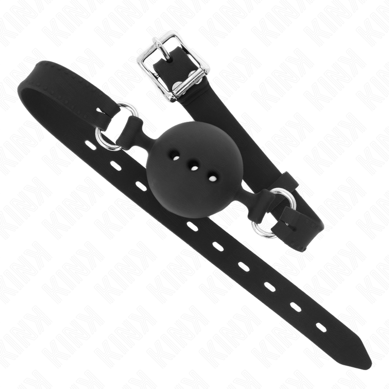 KINK - Full silikon gag 55 x 2 cm med 4,5 cm bollstorlek M svart justerbar 35-51 cm