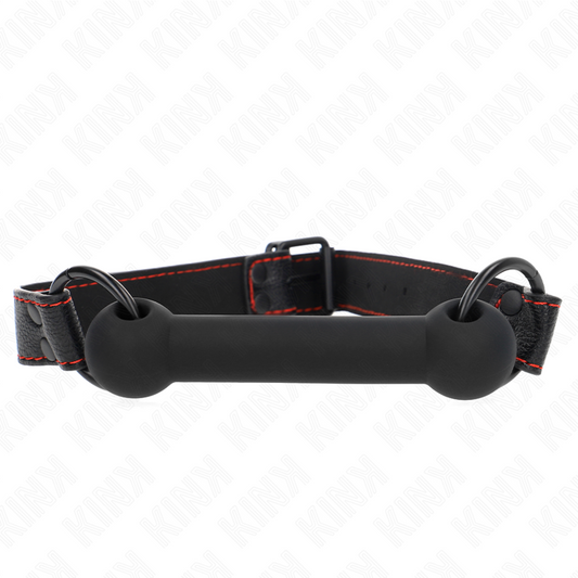 KINK - Bone Gag med läderliknande rem svart justerbar 41-57 cm