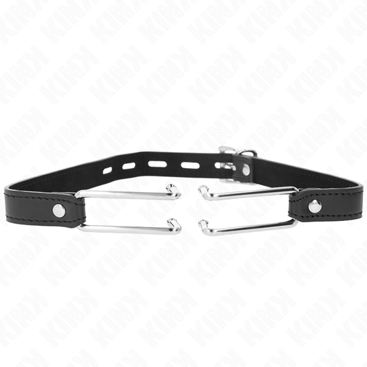 KINK - METAL HOOK GAG 11,5 CM MED JUSTERBAR LÄDERETTSTRAP 39-58 CM X 2 CM