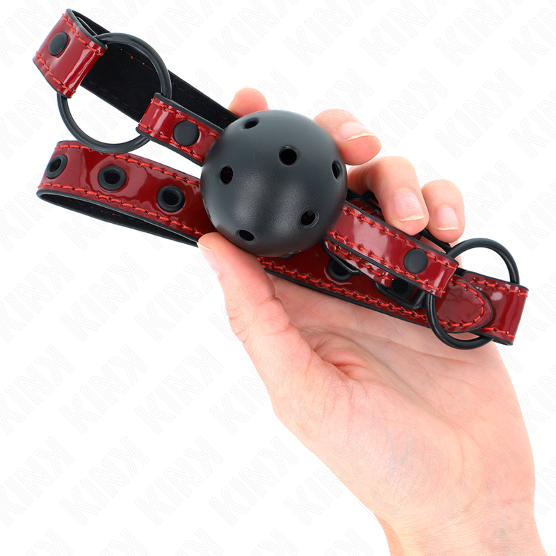 KINK - Glansig läderliknande boll 4,5 cm gag justerbar