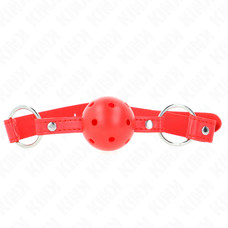 KINK - Andningsbar bollgag 4 cm med dubbel nitar modell 1 röd