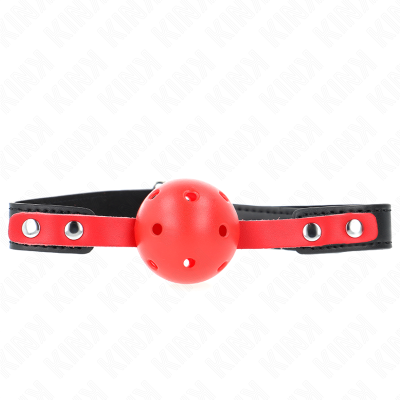 KINK - Röd Hålig Hård Boll 4 cm Gag med Svart Rem 60 x 2 cm Justerbar 37-52 cm