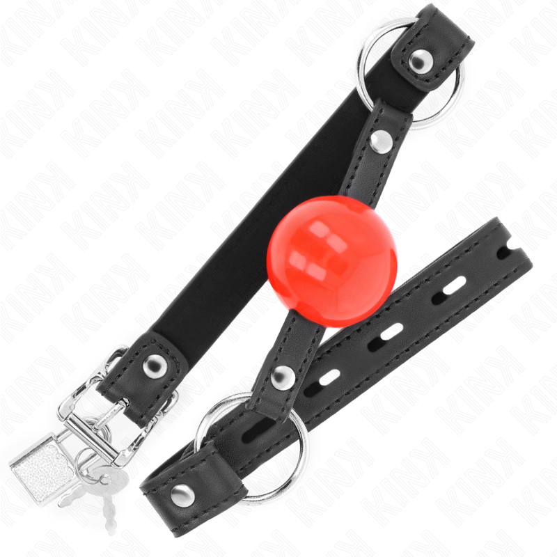 KINK - Ball 4 cm Gag med Lås Röd Boll Svart Rem 60 x 2 cm